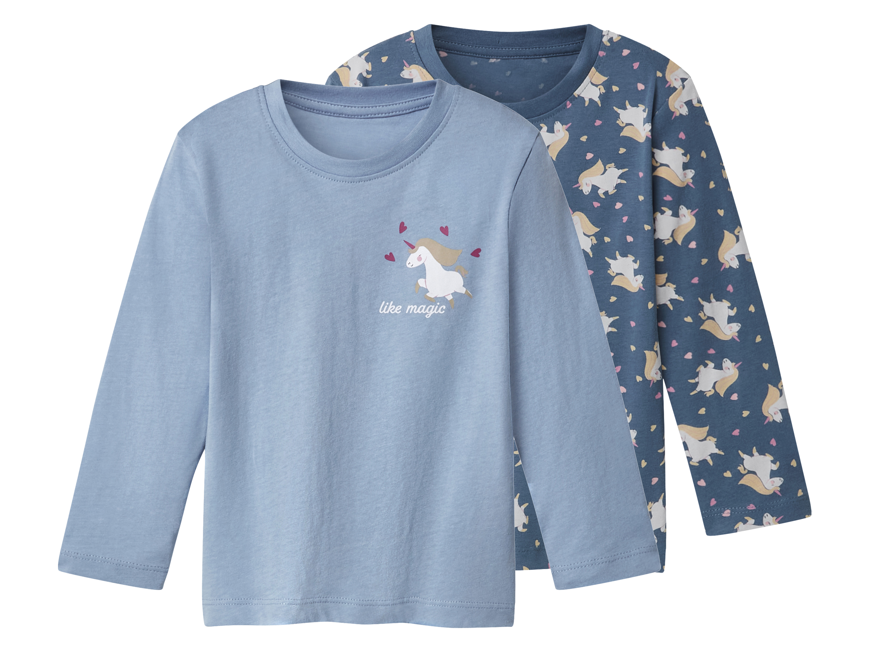 lupilu Set van 2 kinder longsleeves (Blauw, 98/104)