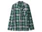 Flanellen pyjamashirt in groen, wit en marineblauw ruitpatroon.
