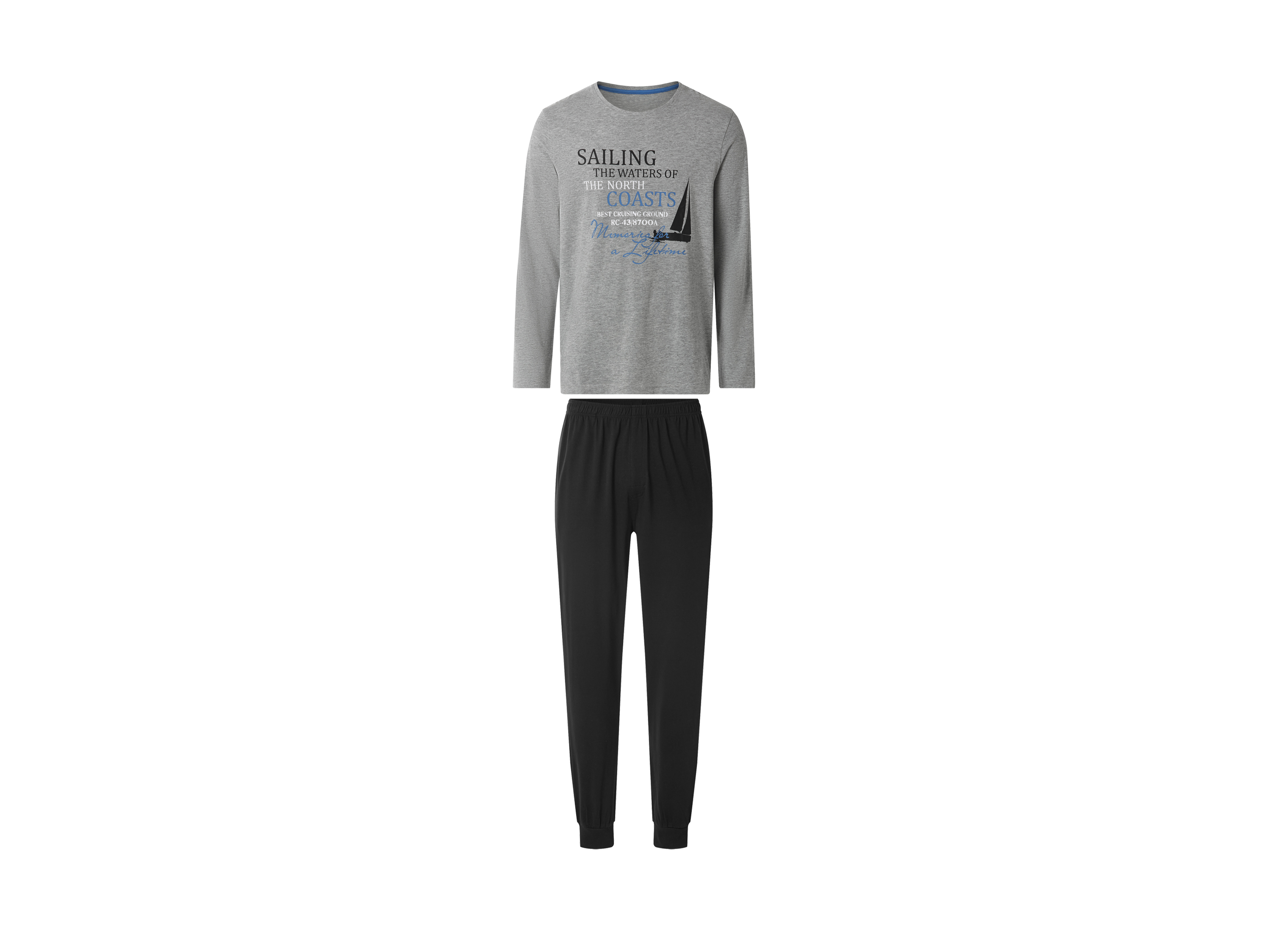 esmara Men Heren pyjama (Grijs/zwart, M)