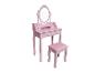 Roze kaptafel met spiegel en krukje