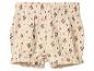 Beige baby shorts met bordeauxrode bloemenprint en elastische tailleband