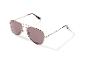 Aviator zonnebril met zilveren montuur en bruine glazen.