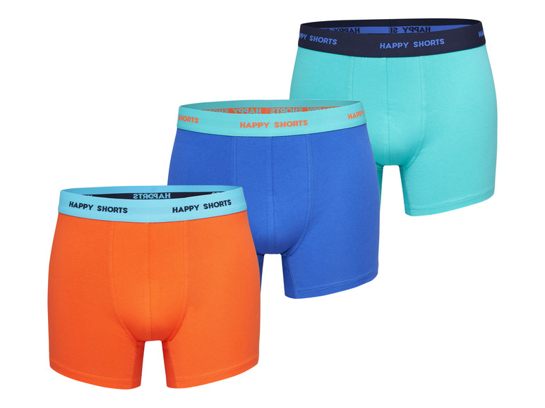 Happy Shorts 3 stuks heren boxershorts (L, Oranje/blauw)