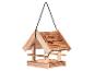 Houten vogelhuisje met zwart ophangkoord.