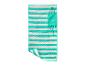 Gestreepte strandmat met handvat, turquoise en wit