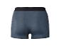 Donkerblauwe boxershort voor heren met zwarte elastische tailleband, achteraanzicht.