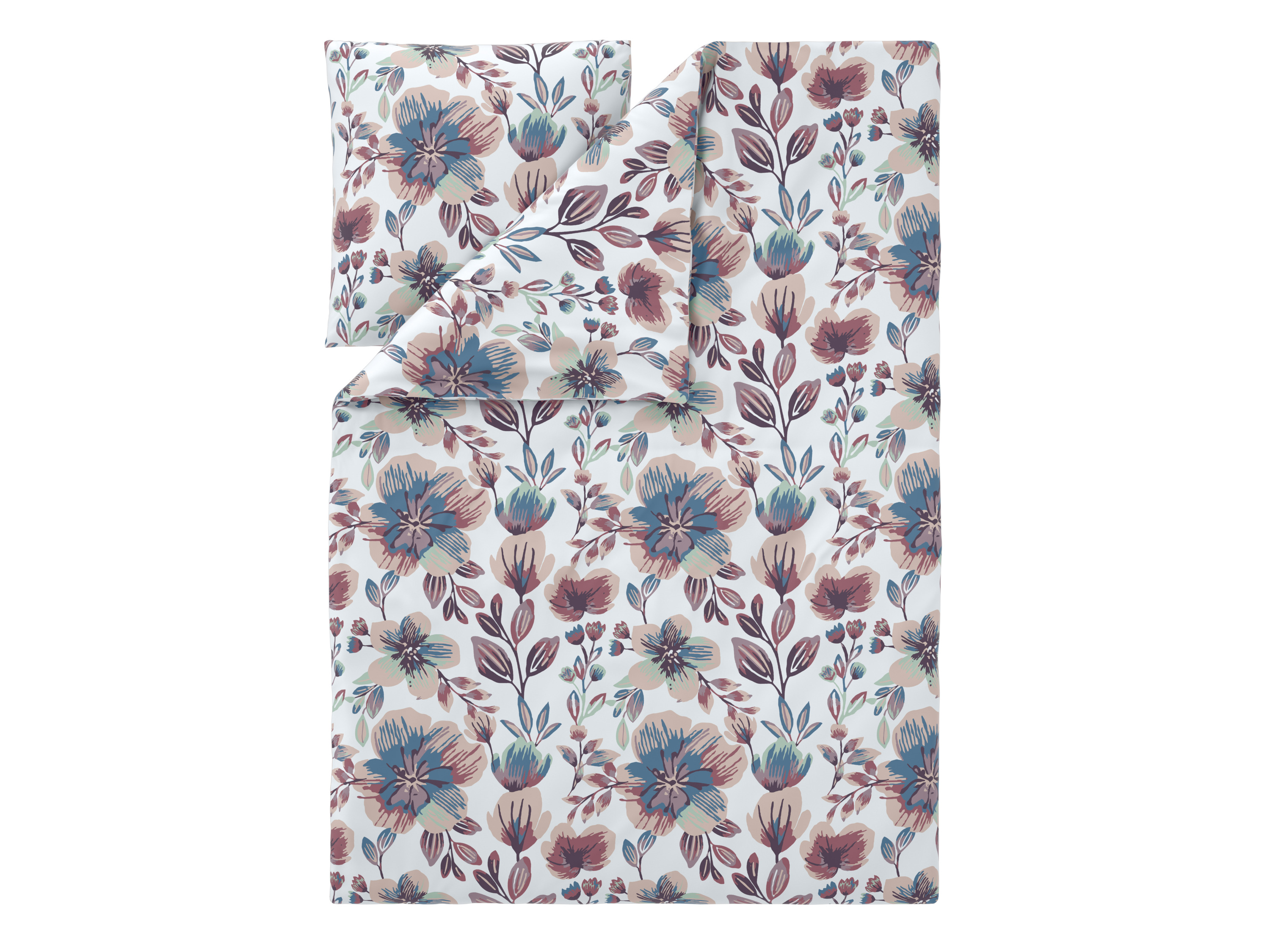 LIVARNO Satijnen dekbedovertrek 140 x 200 cm (Bloemen/wit)