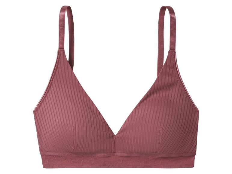 Een geribbelde roze-bruine bralette met dunne bandjes
