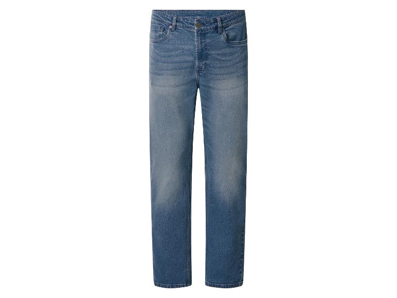 Blauwe straight-leg jeans met een lichte wassing.