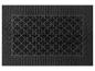 Een zwarte rubberen deurmat met een ruitpatroon.
