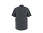 Donkerblauw herenshirt met korte mouwen en knopen.