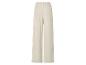 Beige wijde broek met elastische tailleband.