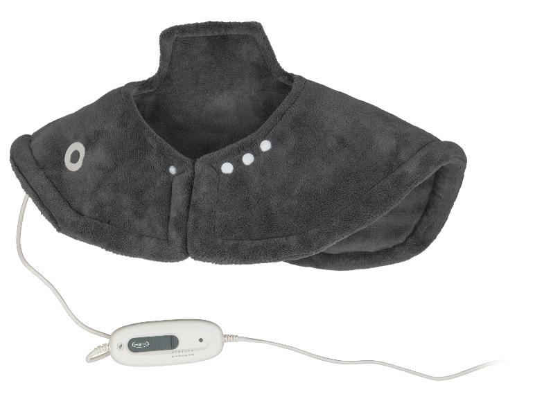 Grijze elektrische nek- en schouderwarmer met controller