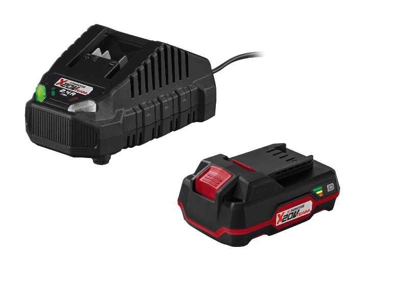 Parkside X20V Team oplader en accu.