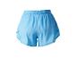 Lichtblauwe dames sportshort met elastische tailleband en mesh panelen.