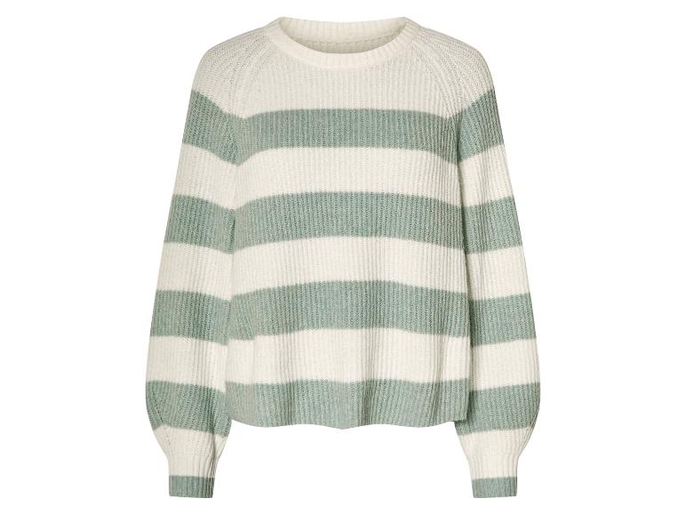 Gemengd gebreide trui met crème en mintgroene strepen.