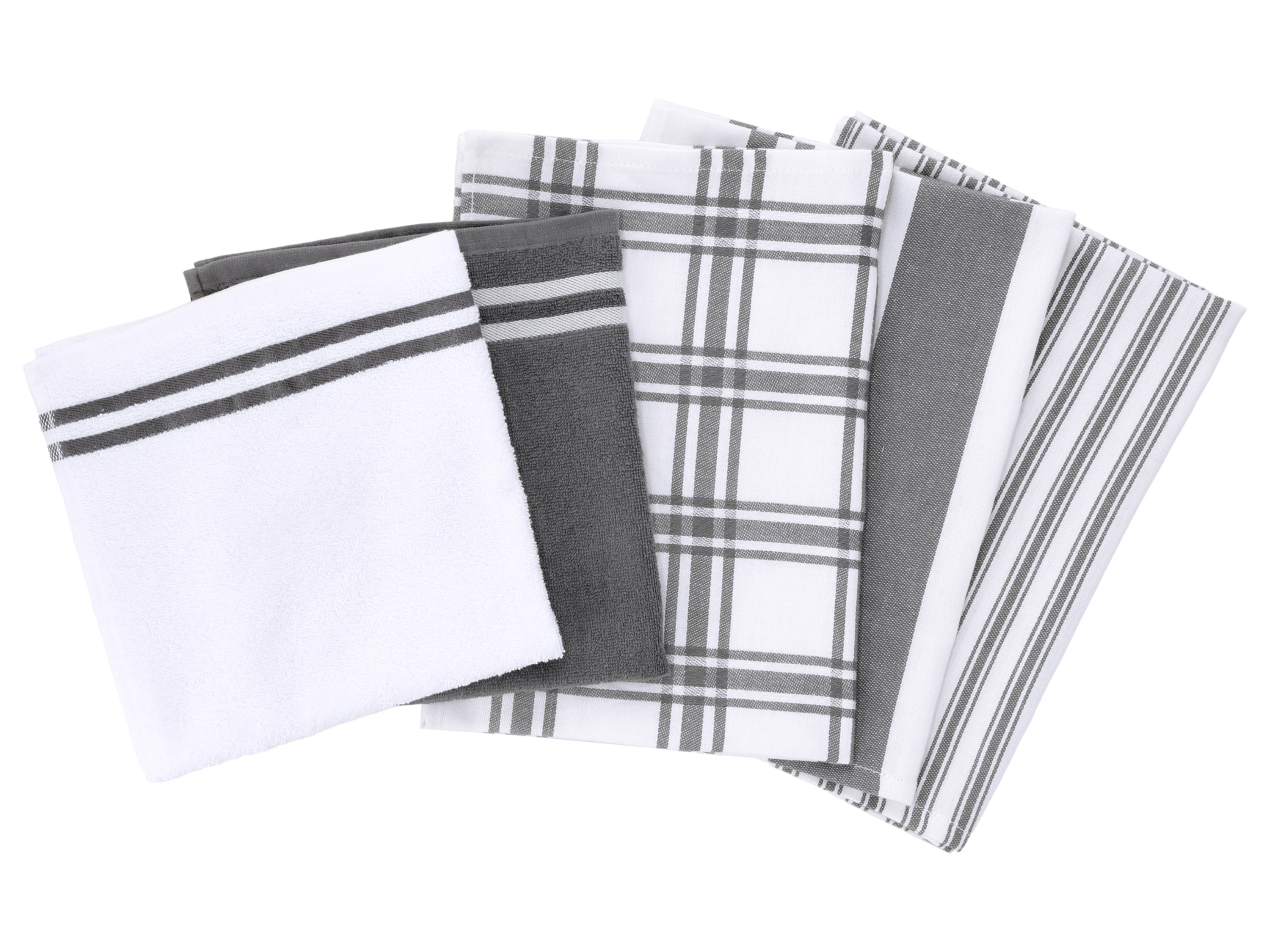 W5 Keukendoeken set 5-delig (Grijs/wit)