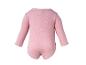 Roze baby romper met lange mouwen, achteraanzicht.