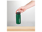 Een groene thermosfles met een rode handgreep van Parkside.