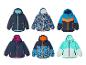 Zes verschillende winterjassen voor kinderen.