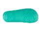 Turquoise sandaalzool met zigzagpatroon en de tekst 'MADE IN CHINA'.