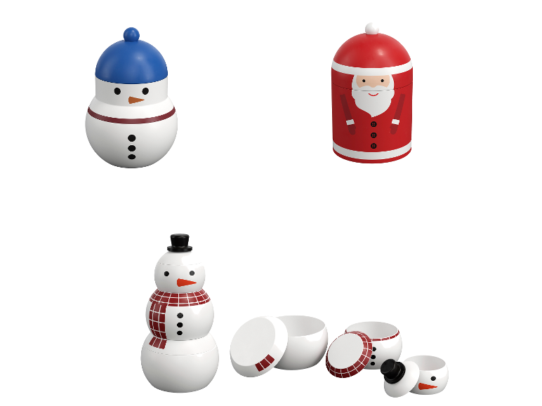 SILVERCREST® voorraadbussen met kerstmotief: sneeuwpop en kerstman.