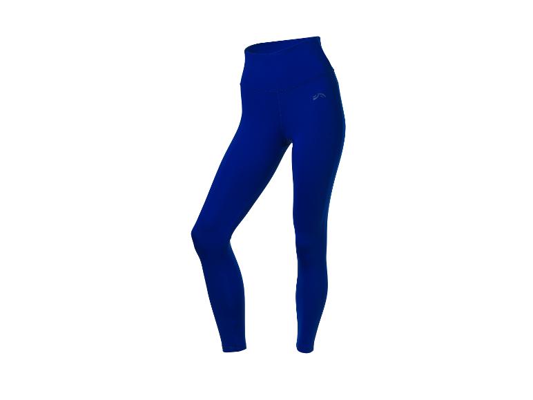 Blauwe high-waist sportleggings.
