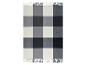 Buffalo plaid deken in wit, lichtgrijs en donkergrijs met franjes.