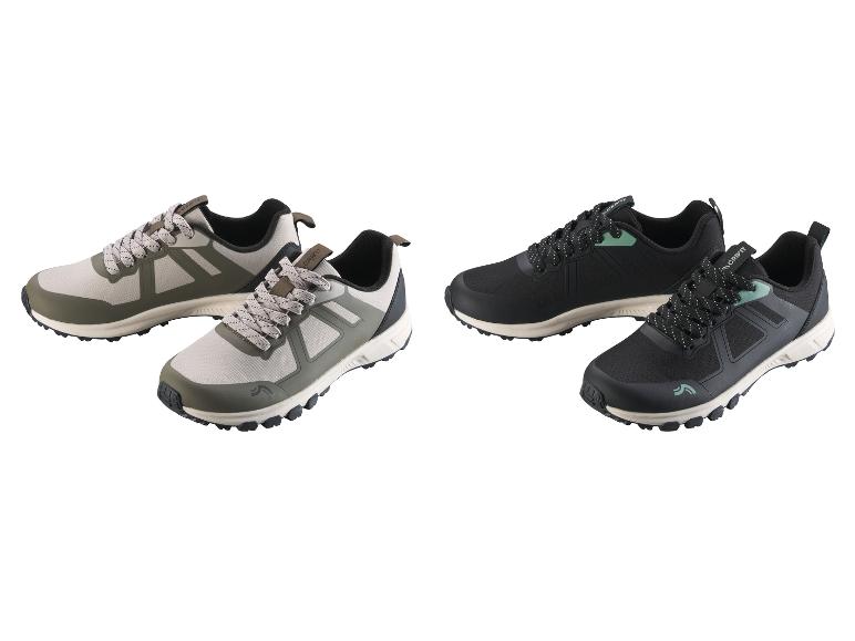 Twee paar Crivit wandelschoenen: één beige en groen, de andere zwart en groen