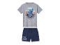 Stitch pyjama: grijs t-shirt en donkerblauwe shorts.