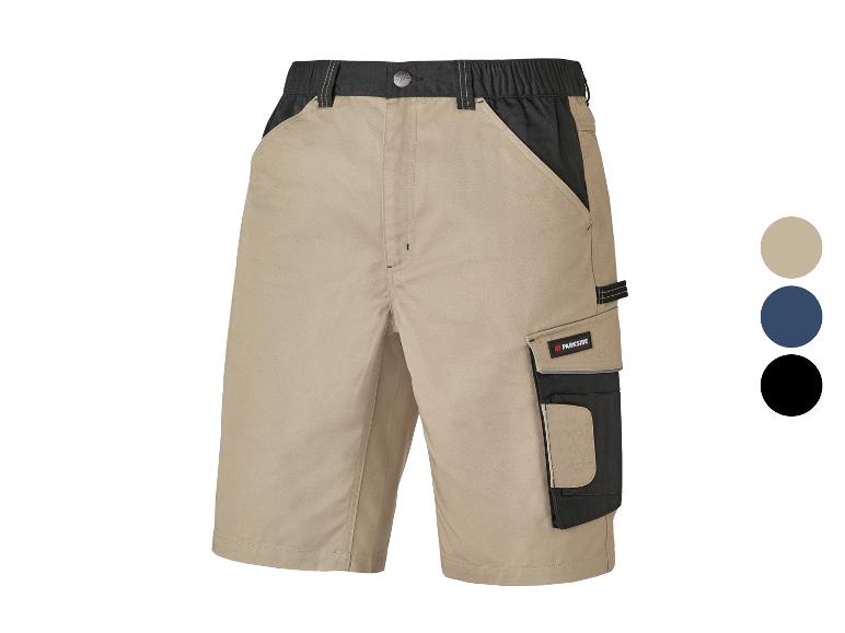 Parkside werkshorts, beige en zwart.