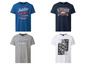 Vier verschillende Jack & Jones T-shirts met vintage designs.