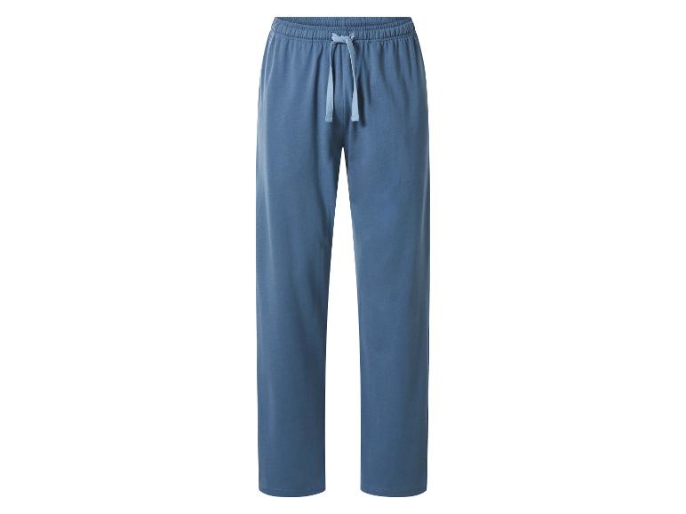 Blauwe heren joggingbroek met elastische tailleband en trekkoord.