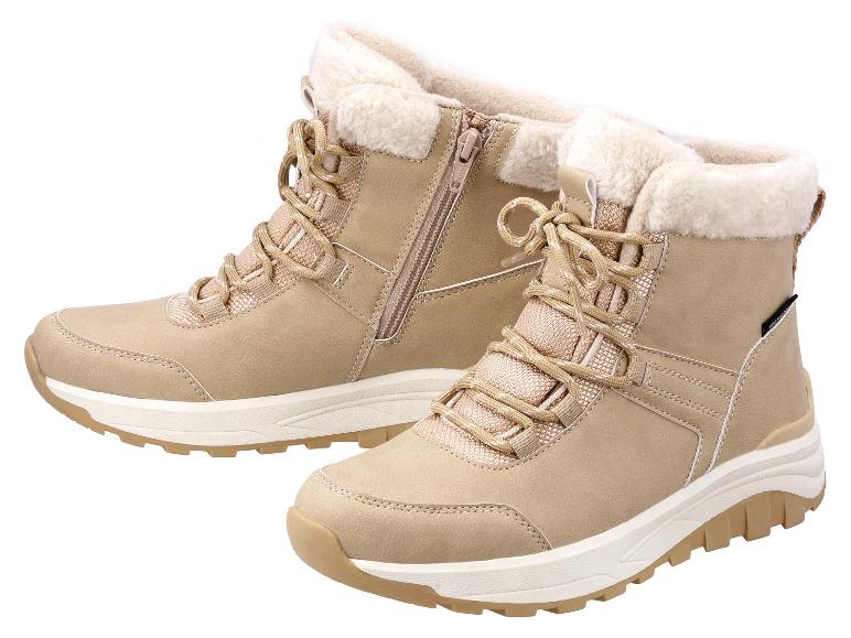 Beige winterlaarzen met bont, veters en rits