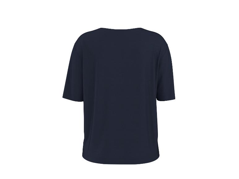 Achterkant van een effen donkerblauw oversized T-shirt.