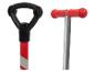 Kinderstep: rood en zwart stuur, ergonomische handvatten.