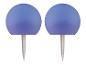 Twee blauwe snackprikkers met een wit handvat