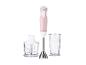 Roze SILVERCREST staafmixer met hakmolen en maatbeker accessoires.