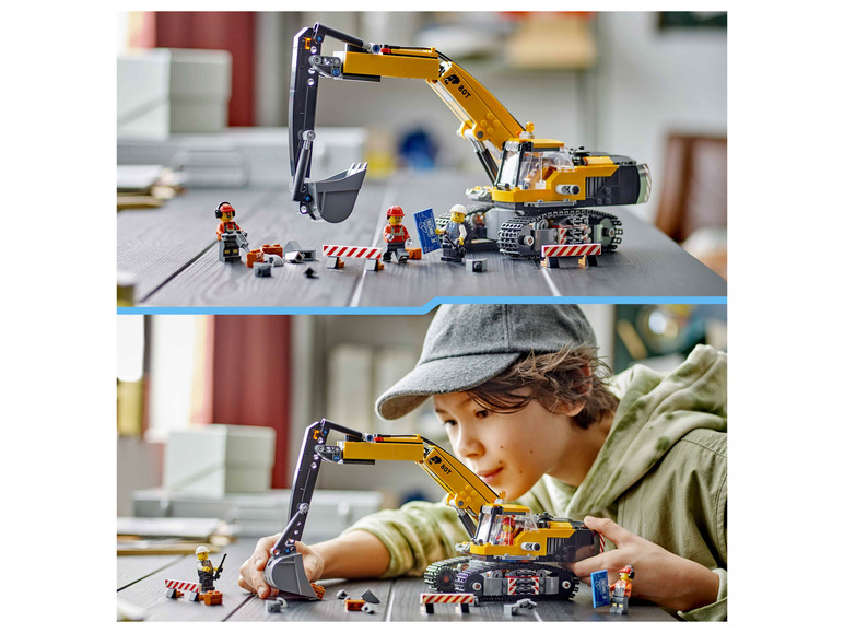 Een kind speelt met een LEGO Technic 80T Crawler Crane constructieset.