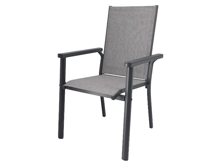 Grijze tuinstoel met armleuningen