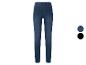 Donkerblauwe dames stretch jeans, met blauwe en zwarte kleuropties.