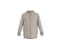 Beige fleecetrui met rits en opstaande kraag.