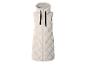 Beige gewatteerde vest met capuchon.