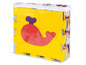 Een set kleurrijke vloerpuzzeltegels met een walvisdesign in een plastic verpakking.