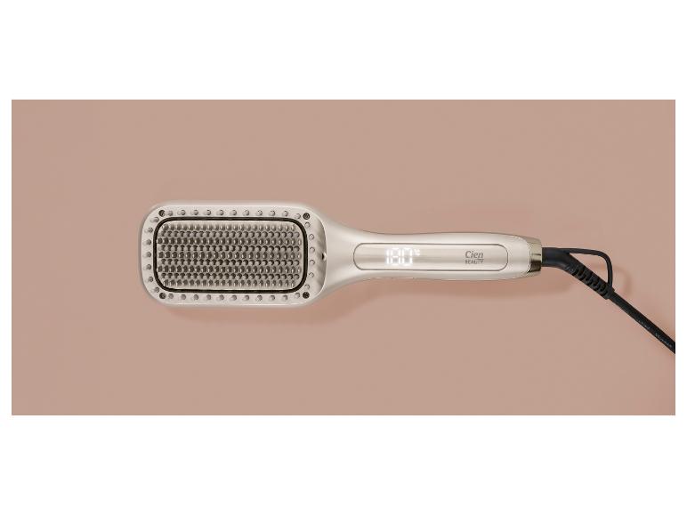 Cien Beauty stijltangborstel in champagnekleur, met een 180°C temperatuurweergave.