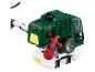 Benzine grastrimmer met startinstructies en motorspecificaties.