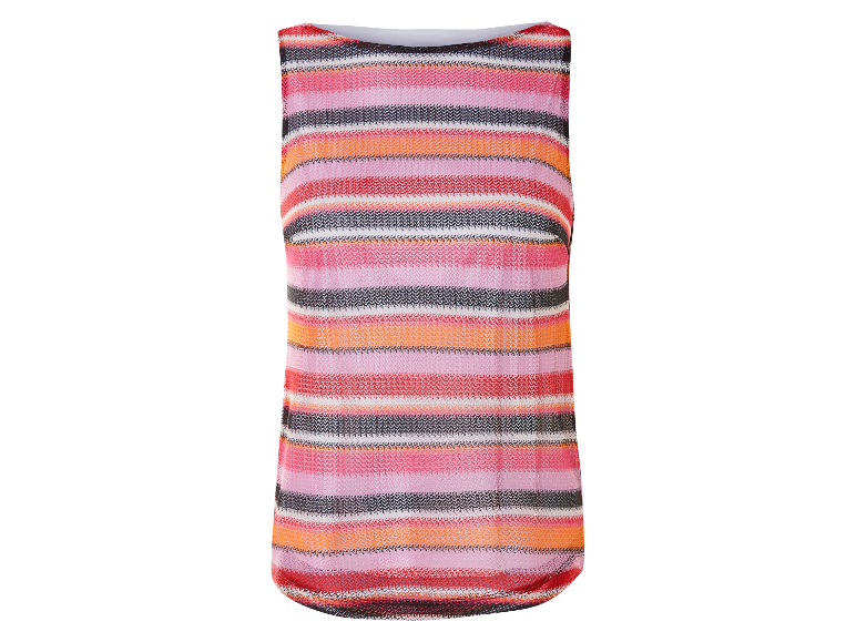 Een mouwloos gestreept gebreid topje.