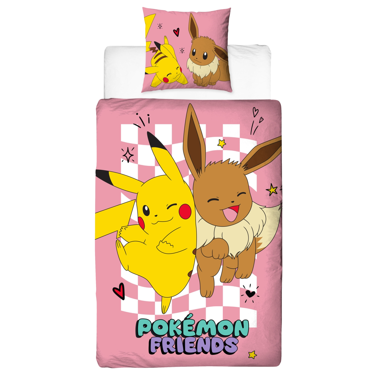 Kinder dekbedovertrek Pokémon, 140 x 200 cm (Roze)