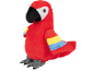 Pluche papegaai in rood, geel en blauw