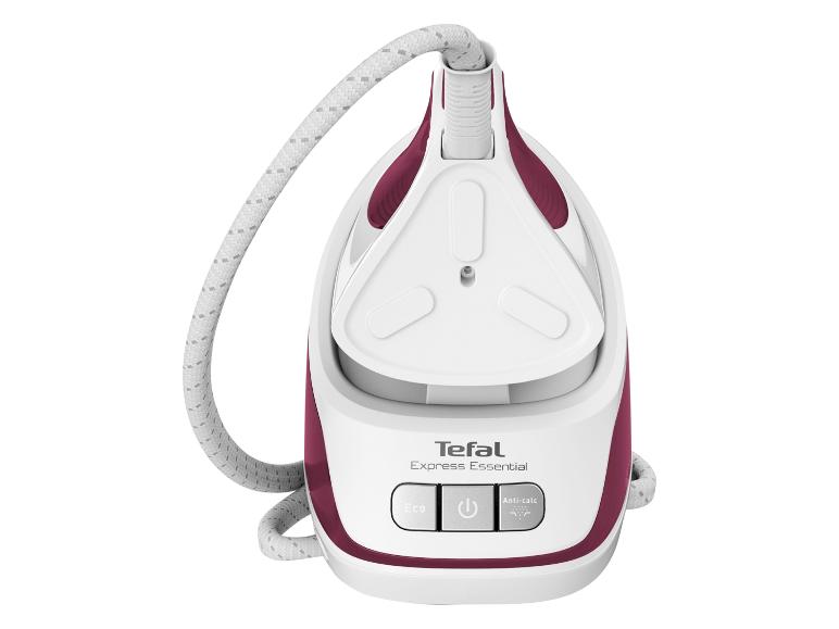 Stoomstrijkijzer in wit en bordeaux met Eco- en Anti-calc-knoppen